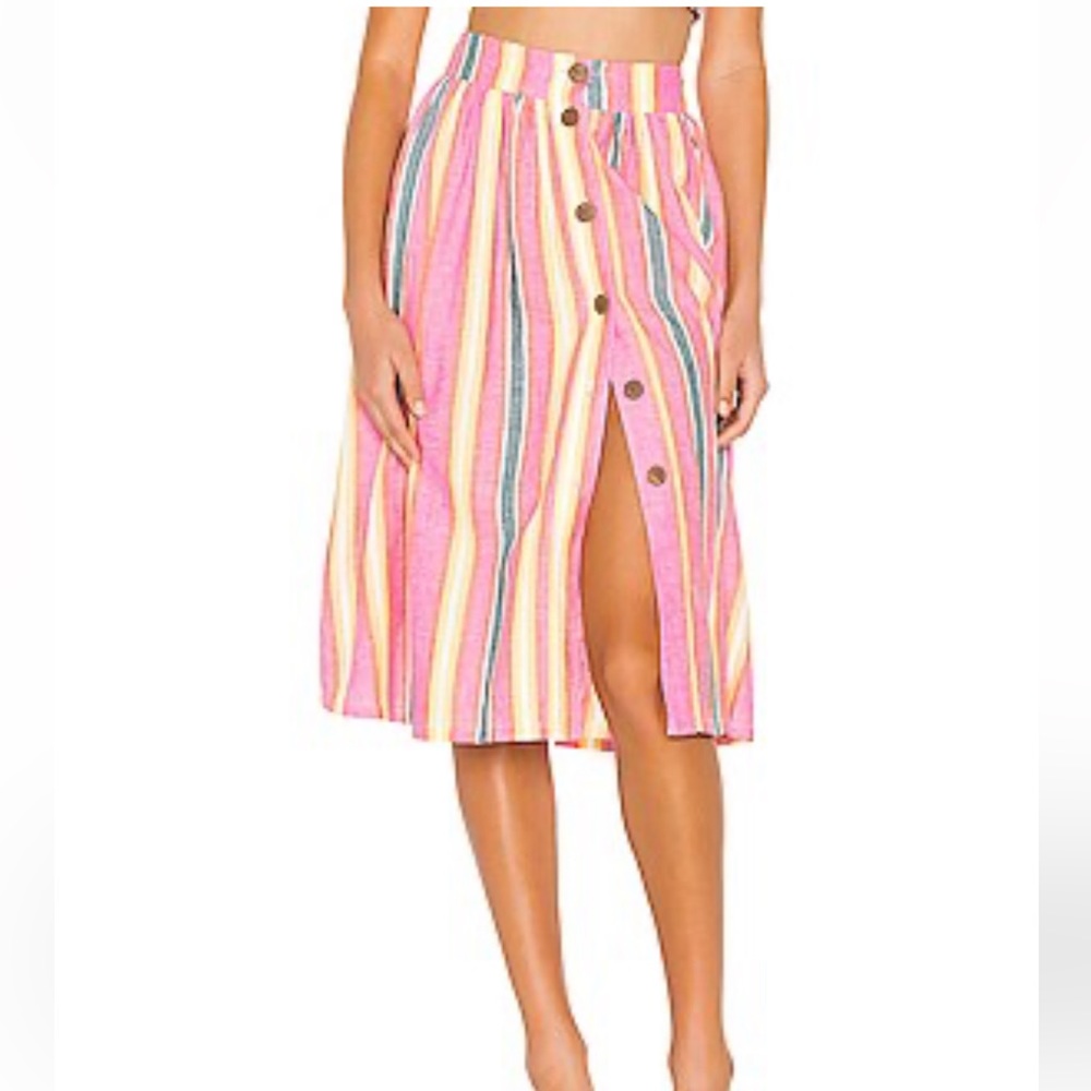 Sunrise Stripe A-Line Button-Front Linen Multi Co… - image 1